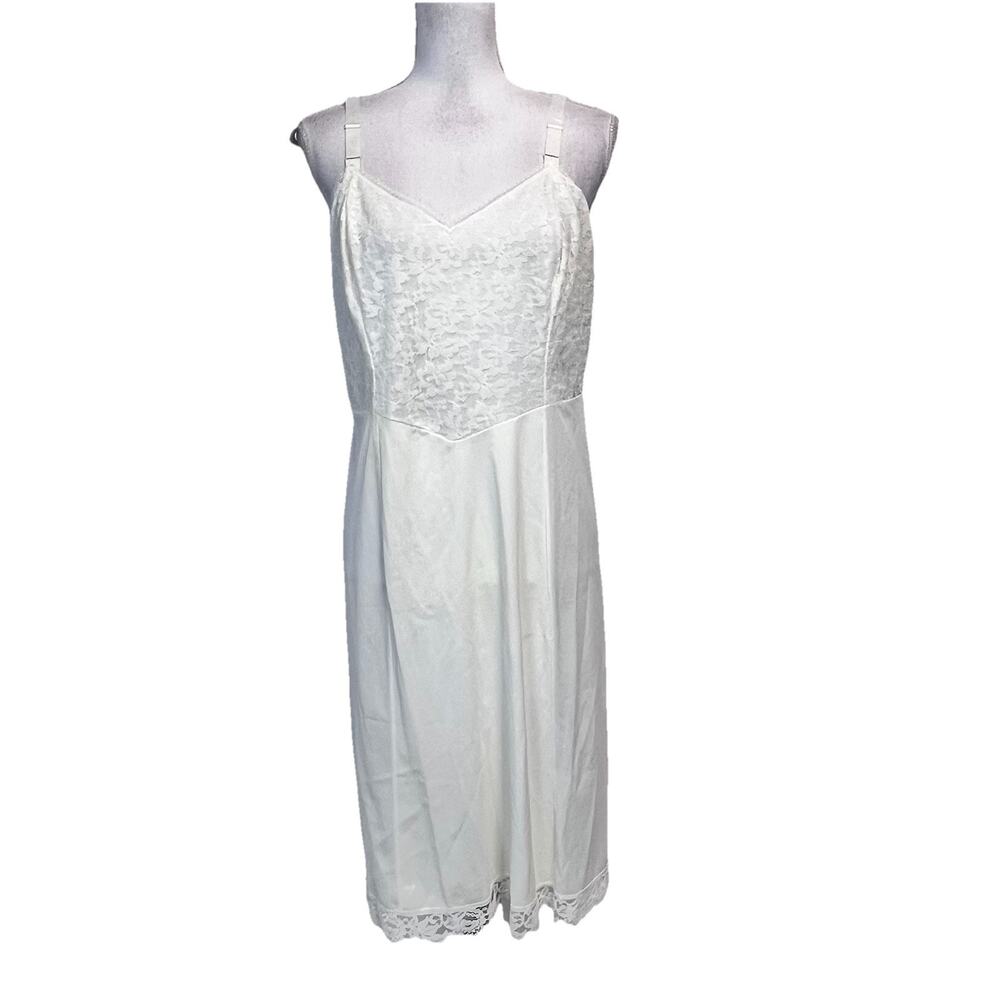 Vintage Acele Dupont Ivory Slip Nightgown Negligee size 40 Lace Wedding Bridal